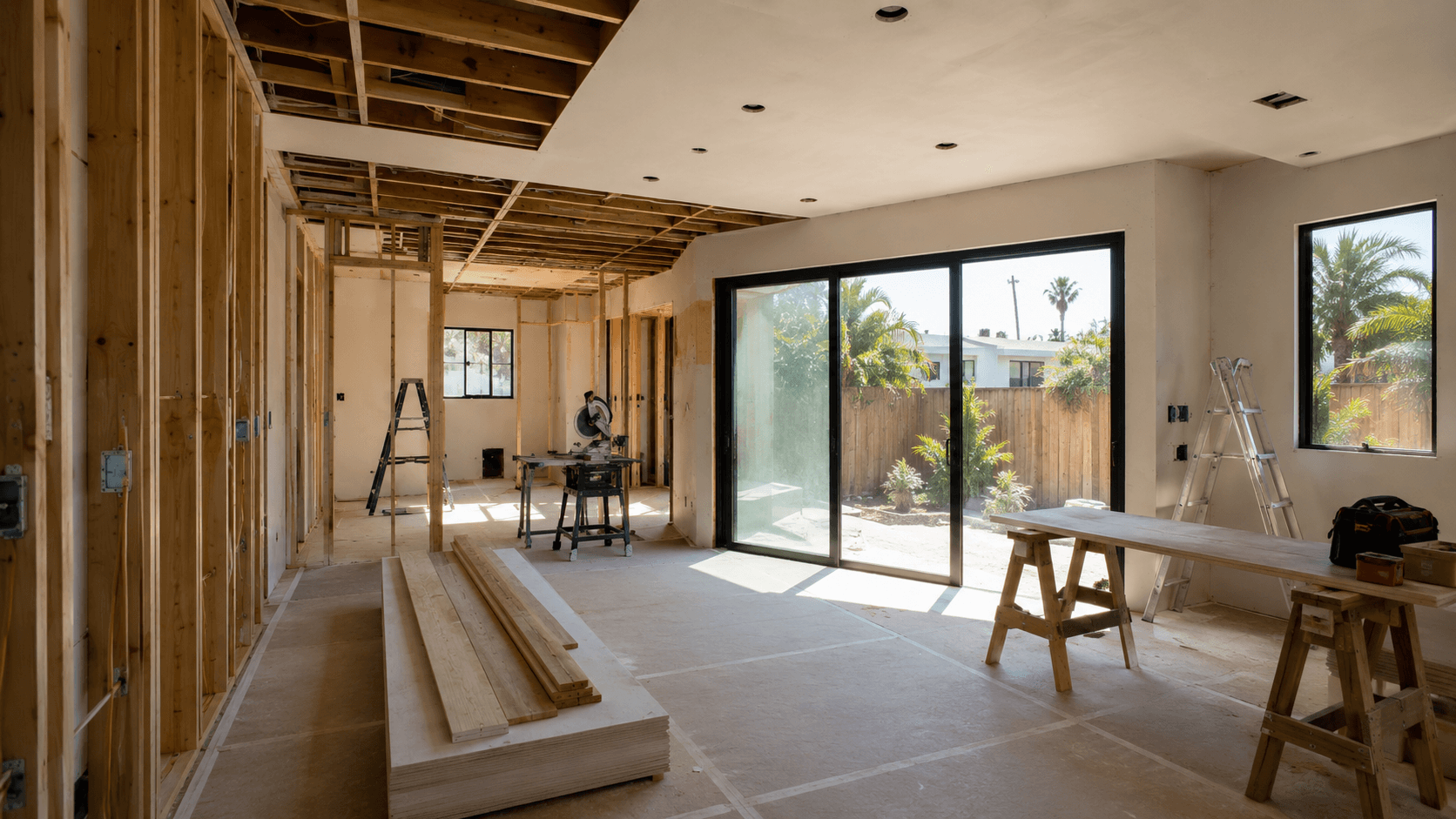 ADU interior framing under construction