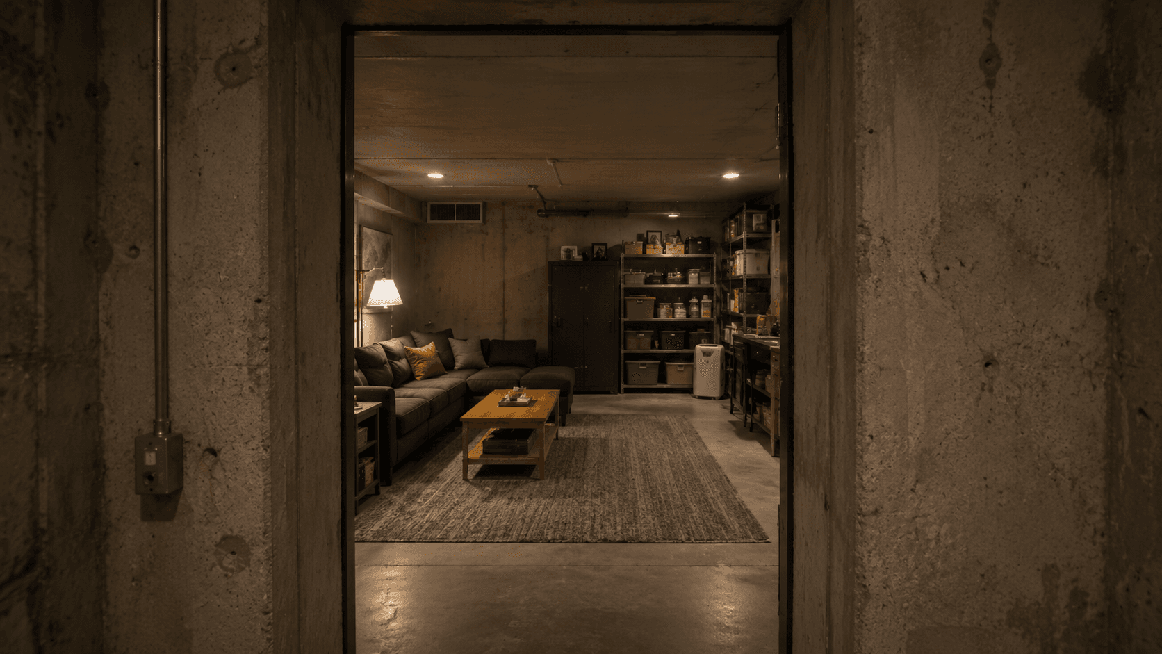 Underground safe room interior