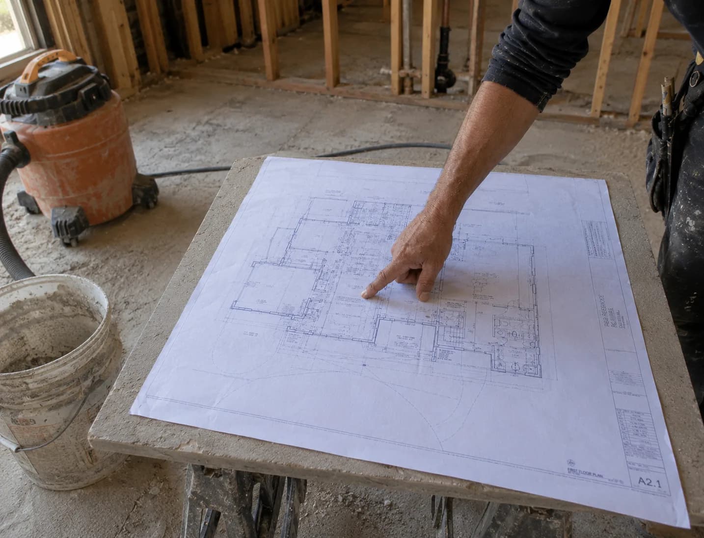 Architectural site plans and permits on a job site