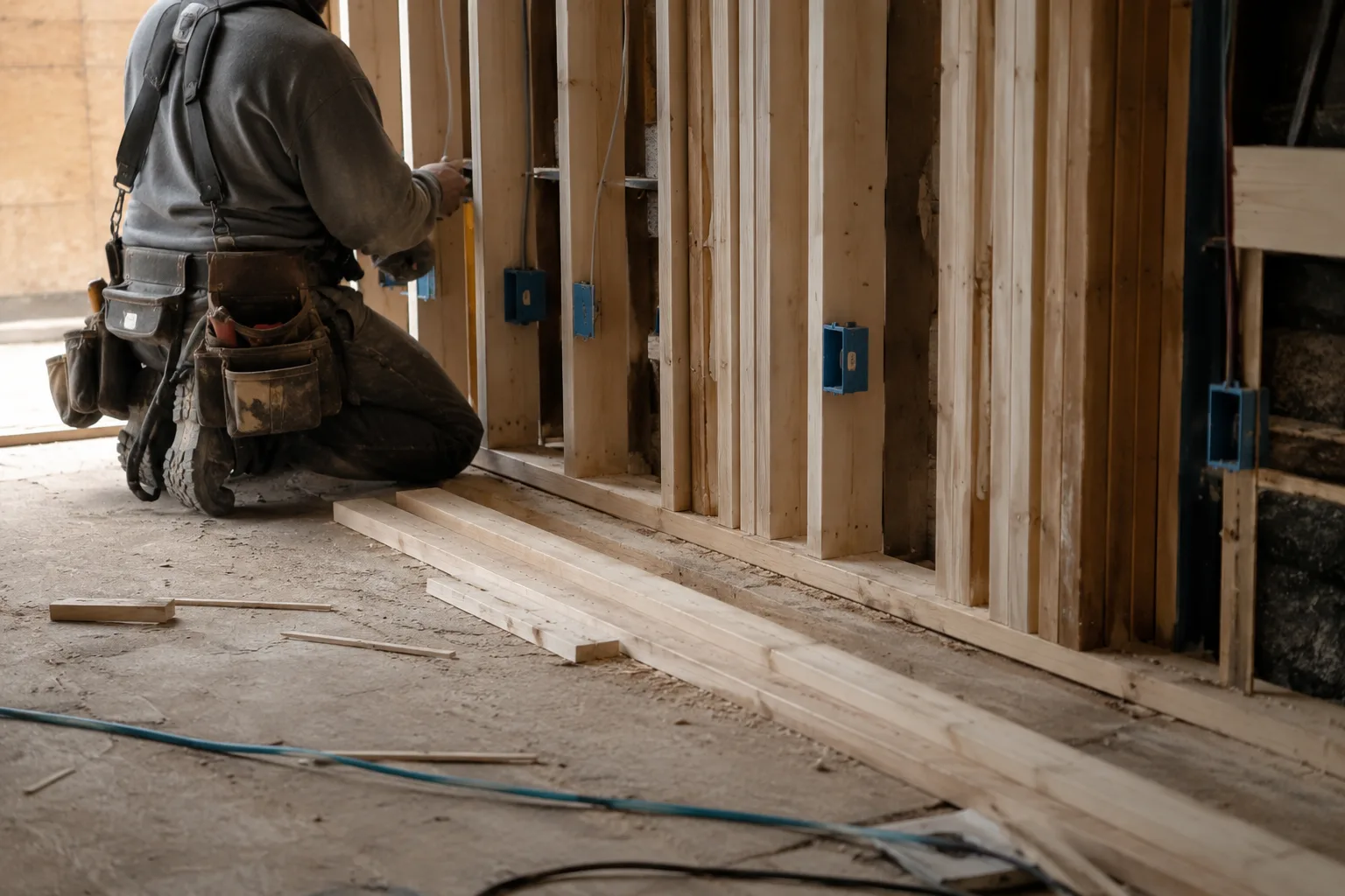 Ethos crew framing on a job site